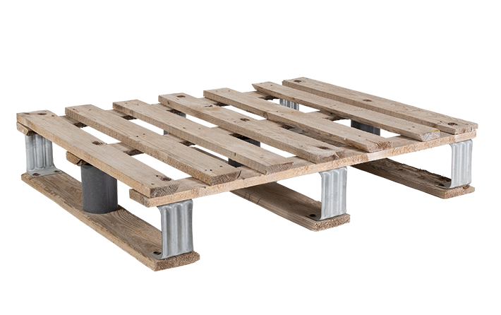 Used half pallet Düsseldorf-type 60x80 with metal blocks - Green Pallet